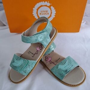 LIVIE & LUCA 'SHIMMER BIRDIE' CLASSIC LEATHER SANDALS NEW/ IN BOX